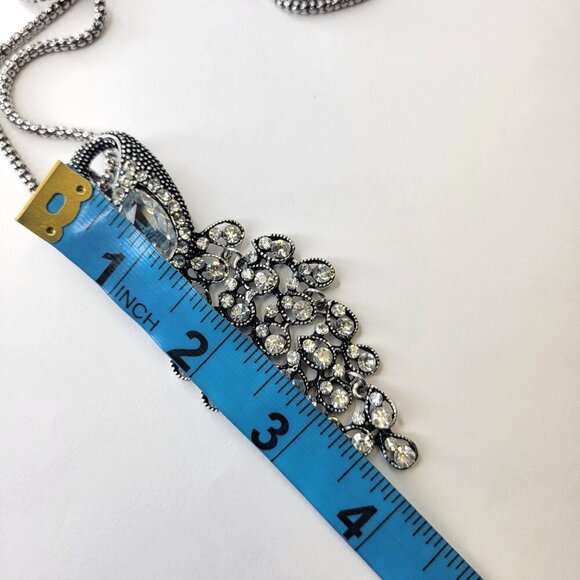 Crystal Peacock Pendant Necklace Statement Necklace - Picture 6 of 7